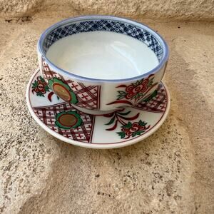 Kutani ware Japanese bowl cup and saucer vintage